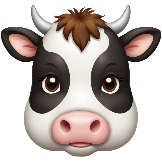 a cute cow with black and white spots emoji
