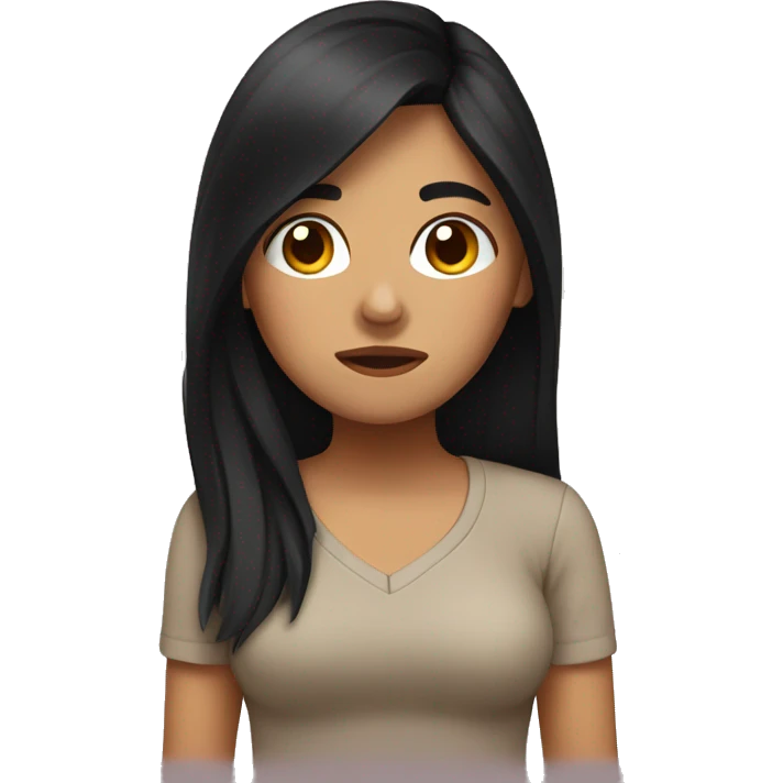 Hispanic female with long black hair super tired  emoji