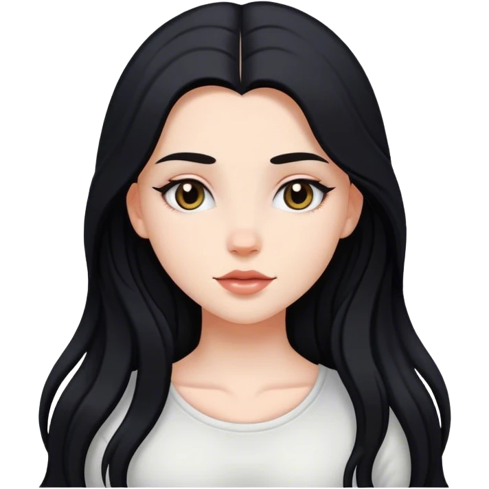 black-haired long hair white young girl in love emoji