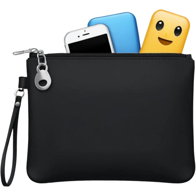 small zipper pouch with essentials, emoji