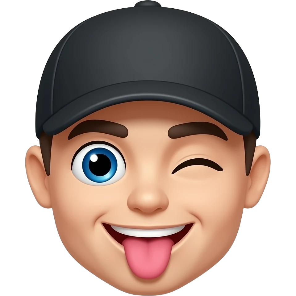 Kafasında siyah şapka olan 😜 bu emojiden yap aynsı emoji yüzü olsun ama kafasında siyah sport şapka emoji