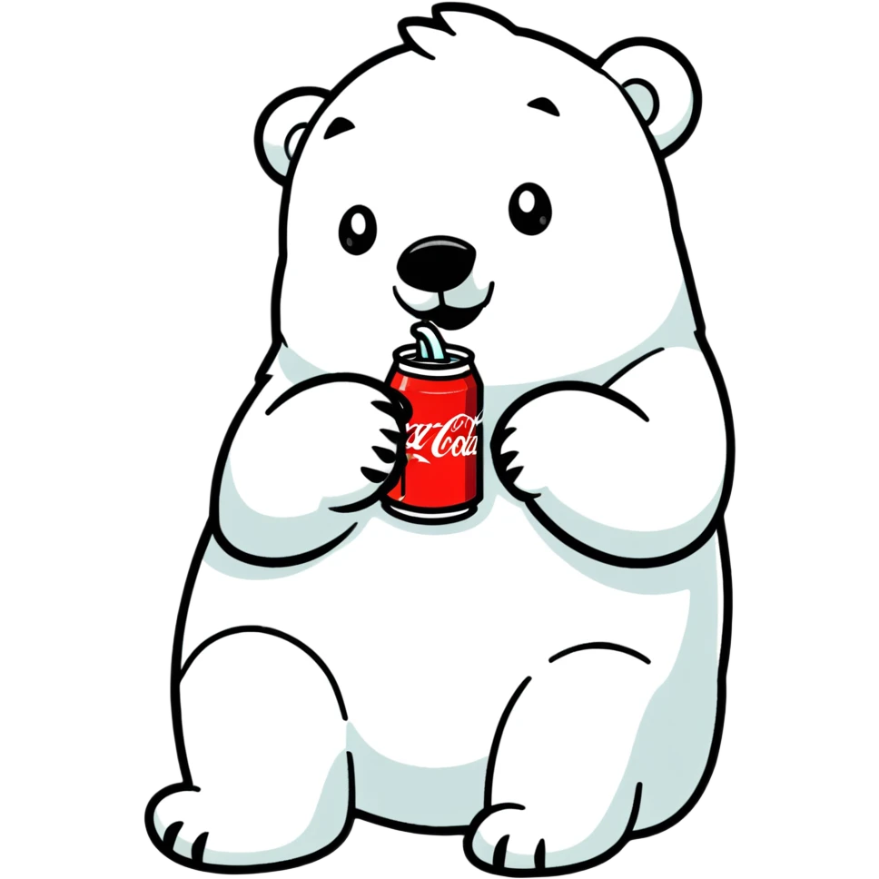 polar bear in a Hawaiian shirt drinking Coca Cola emoji