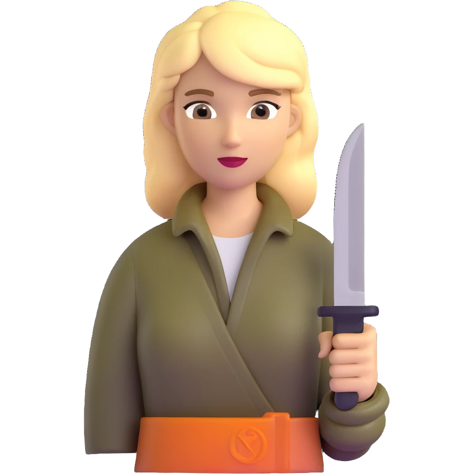 Blonde outdoorsy woman with a survival knife emoji