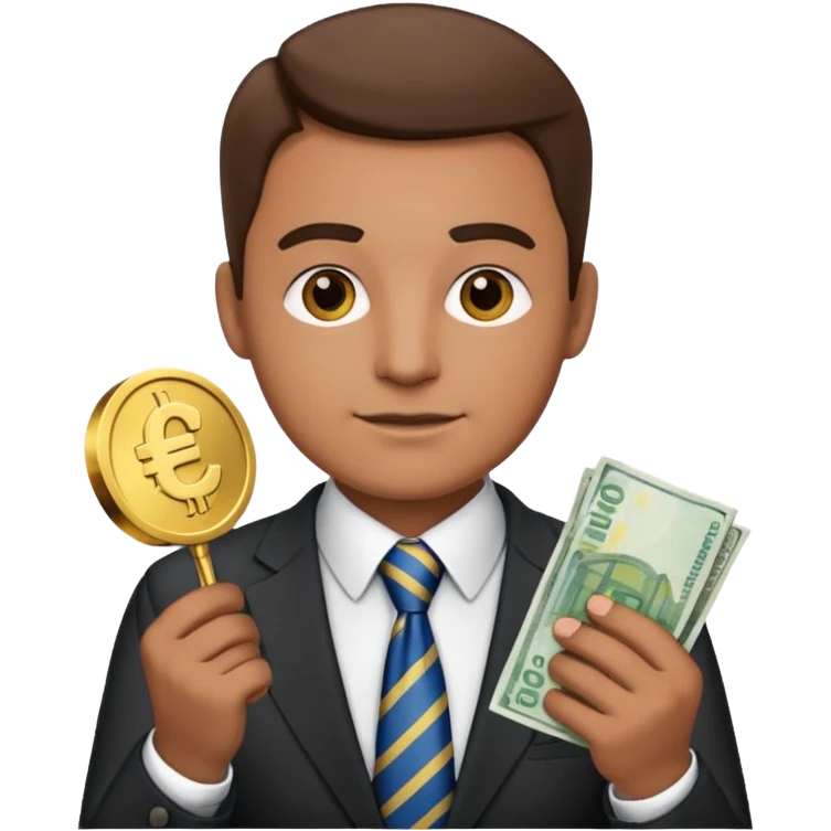 AN UNCLE with a tie in business clothes and with euro money
 emoji