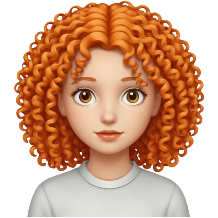 ahora hazme una mujer blanca joven con el pelo rizado y con color naranja claro  emoji