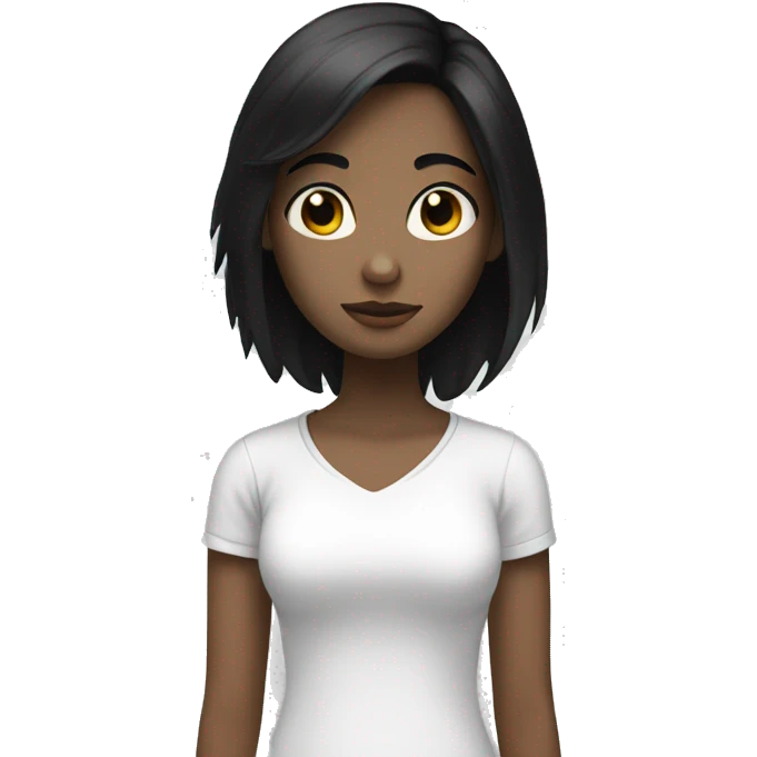 Girl with black hair white skin thinking emoji