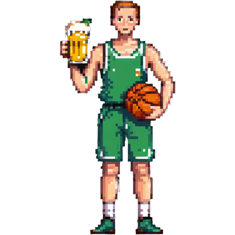 Thin man with basketball and beer emoji