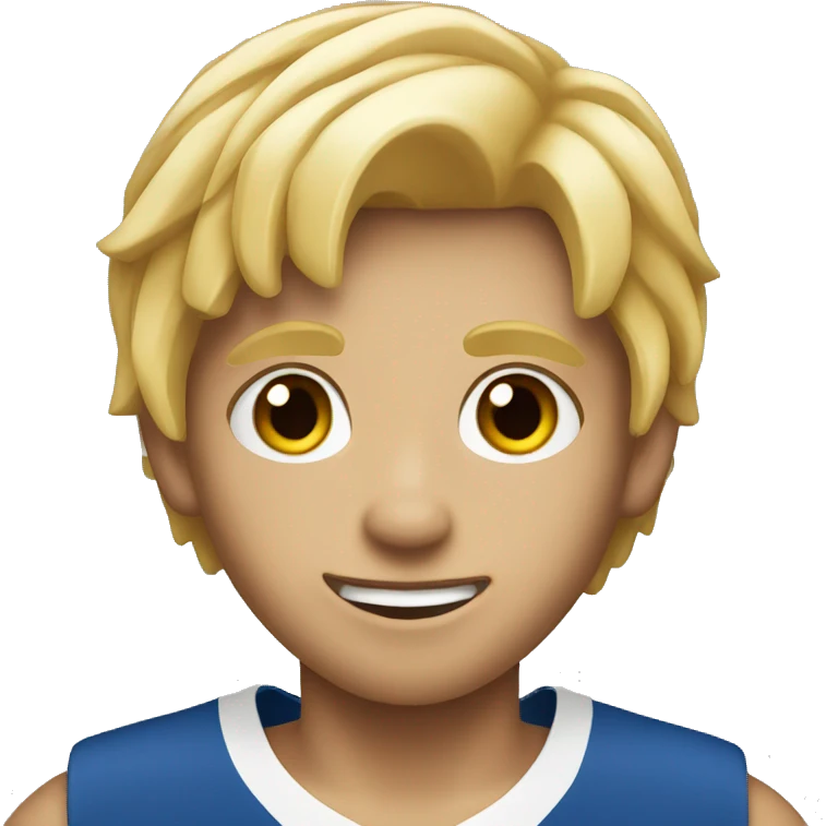 Blonde boy with basketball emoji
