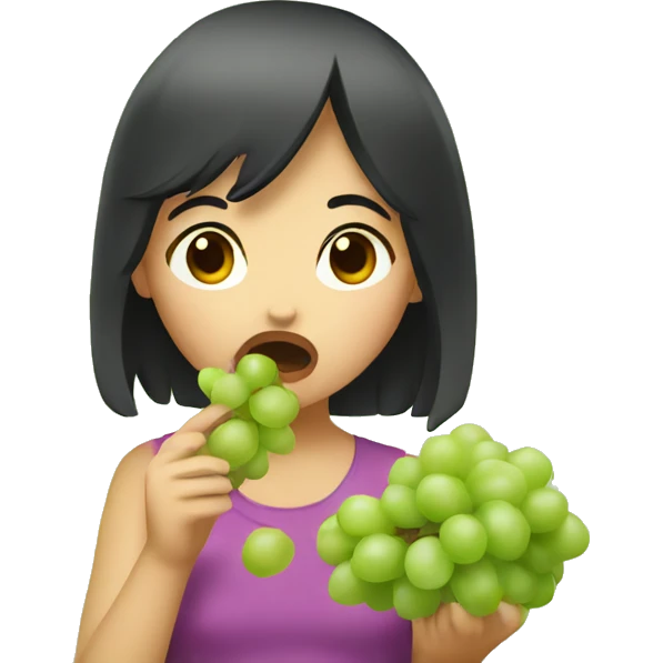 asian girl eating grapes emoji