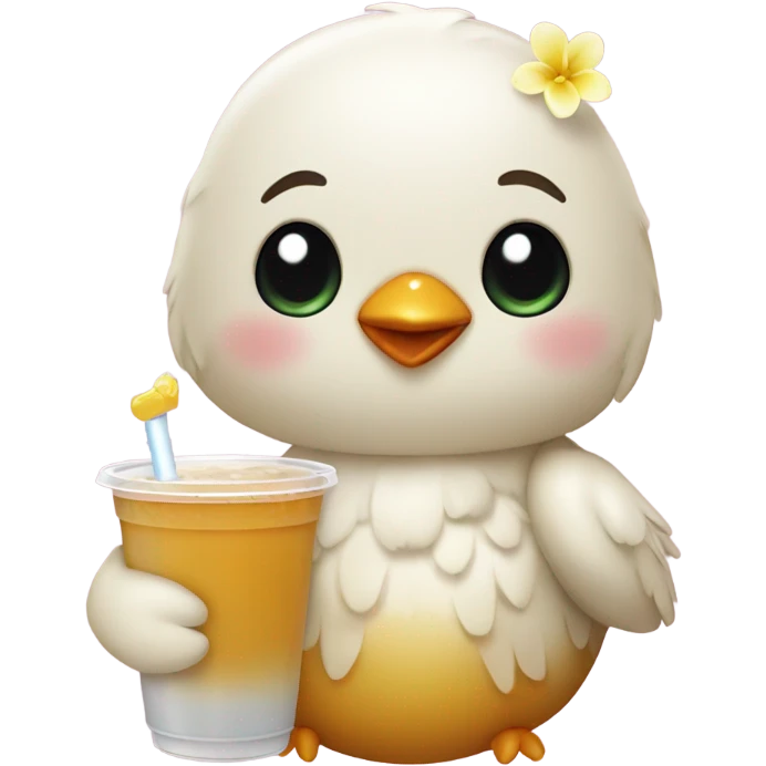 Chicky holding boba drink emoji