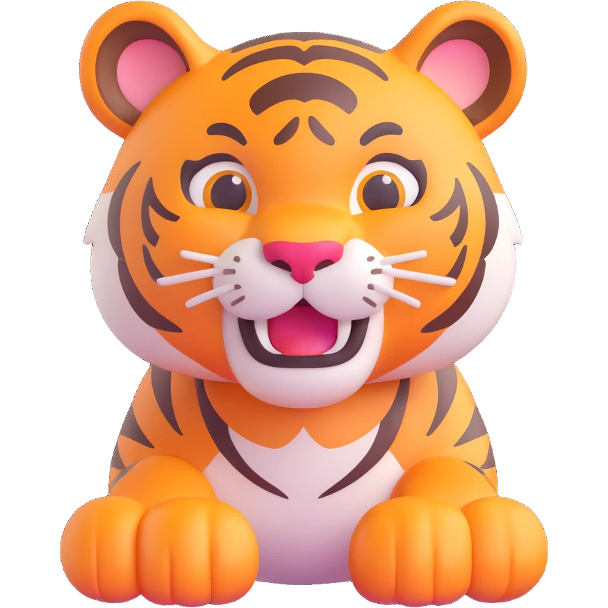 tiger, 3D emoji style, soft shading, lively and expressive, suitable for app icon emoji