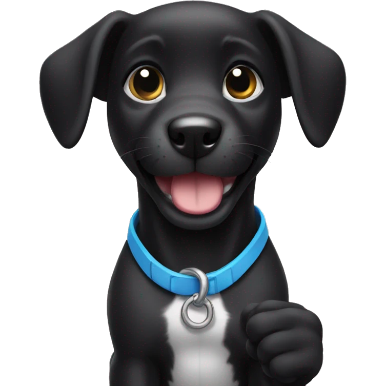 black puppy with thumbs up emoji
