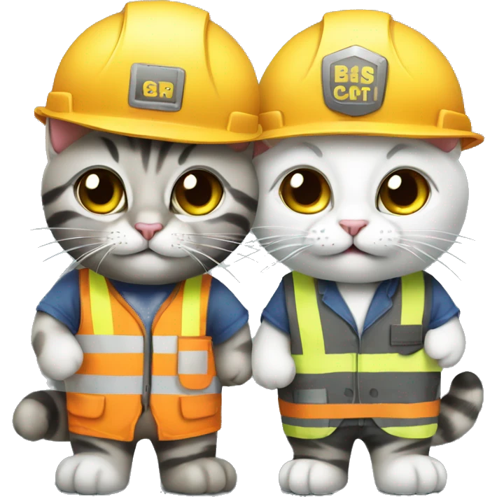 two cats dressed as construction workers emoji