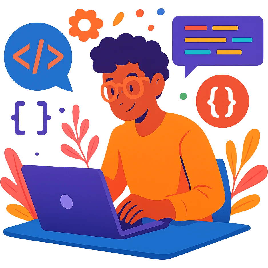 developer illustration, creative, vibrant colors emoji