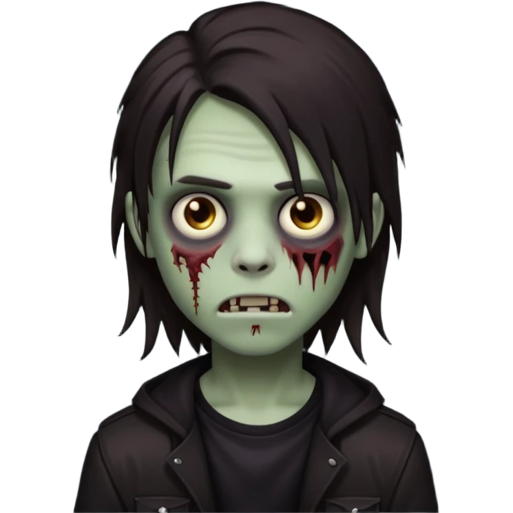 boy zombie with darkish brown long hair emo emoji