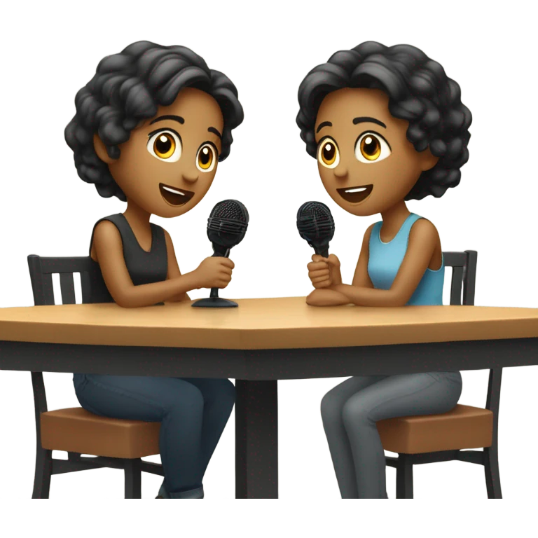 2 girls doing radio interview  emoji