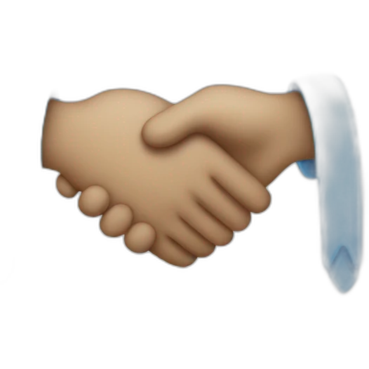 Handshaking with blue heart emoji