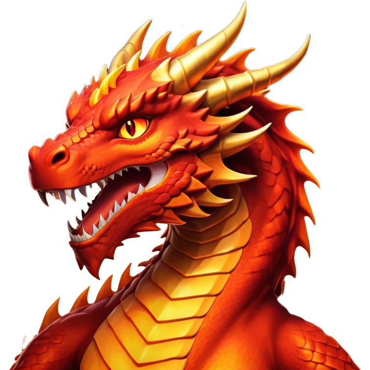 cinematic-noble-fierce-fire-dragon-portrait-emoji,-poised-and-imposing,-with-a-muscular,-scaled-body-ablaze-in-fiery-hues-of-crimson,-molten-orange,-and-molten-gold,-and-intense,-burning-eyes-that-mirror-the-heart-of-a-volcano;-rendered in detail emoji