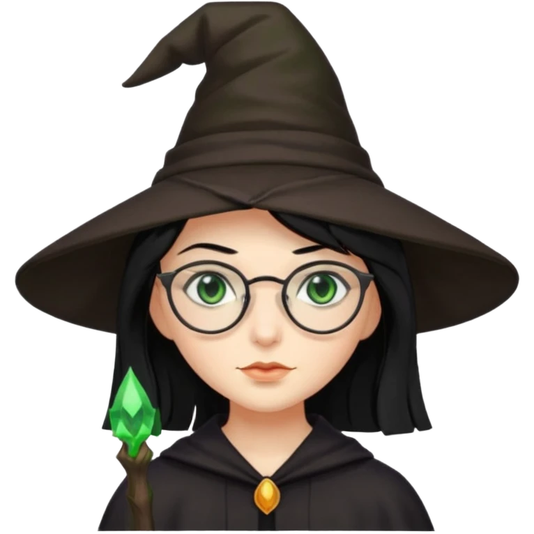 Witch, glasses, black hair emoji