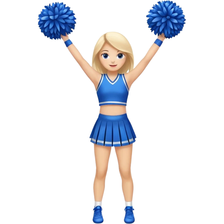 give me a full-length cheerleader with blue pom poms  emoji