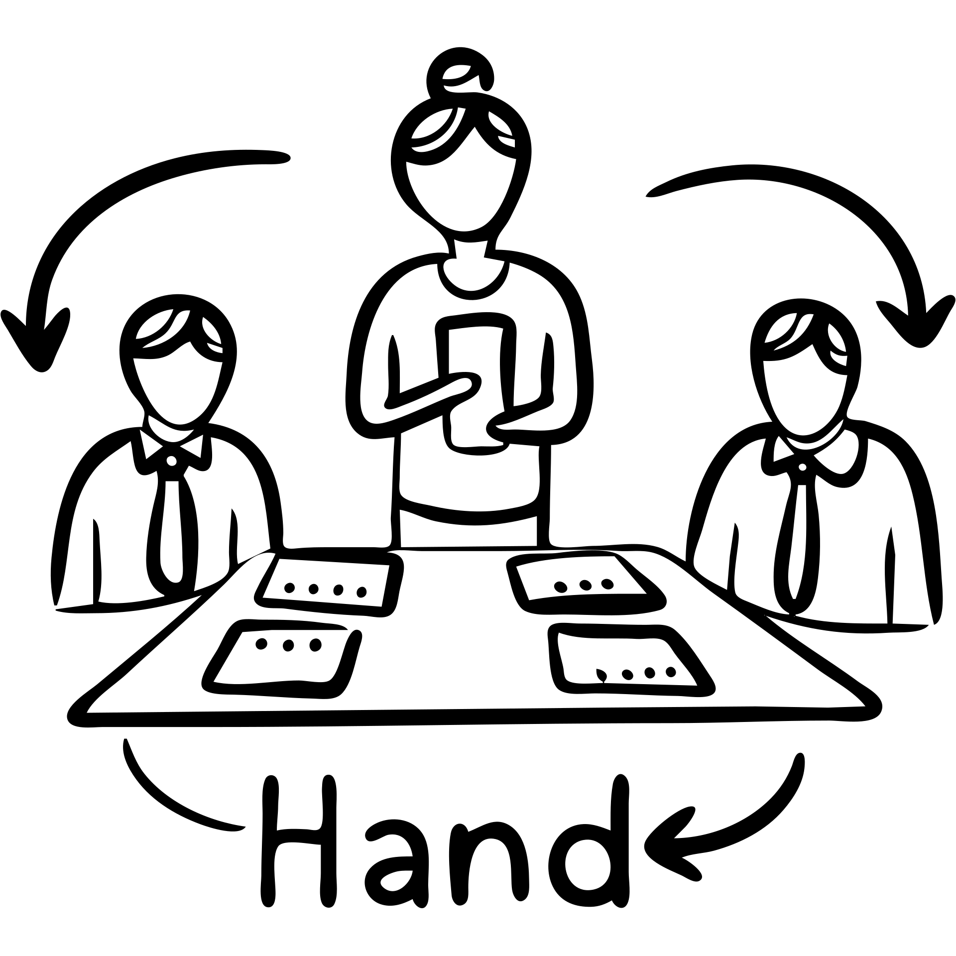 Committee members around a table with financial documents and circular arrows representing revolving funds, with the text "บทบาทคณะกรรมการทุนหมุนเวียน" emoji
