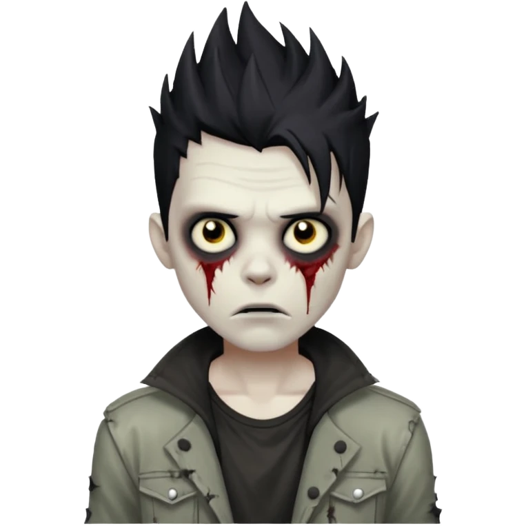 zombie boy with spikey hair black color and make him handsome zombie emoji