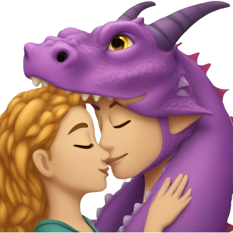 Dragon kisses woman emoji
