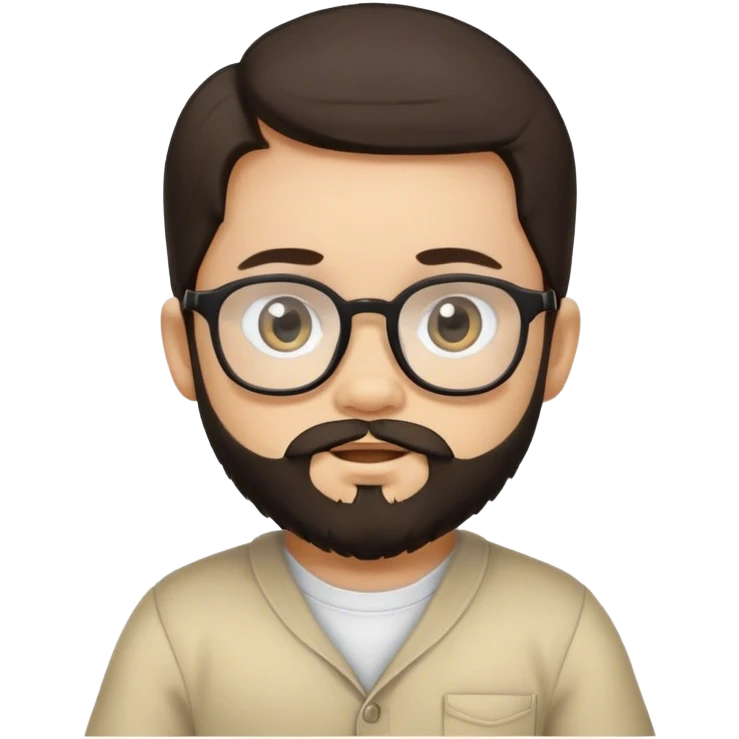 Baby boy wit a beard dark long hair and eyeglasses  emoji