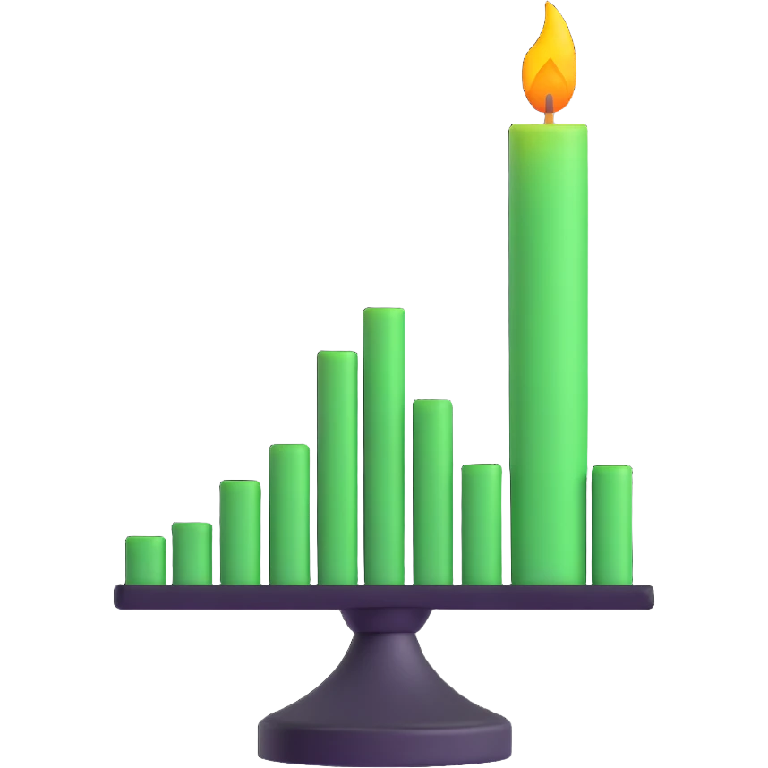 stock buy signal emoji with stylized candlestick chart showing upward movement, green color, no text emoji