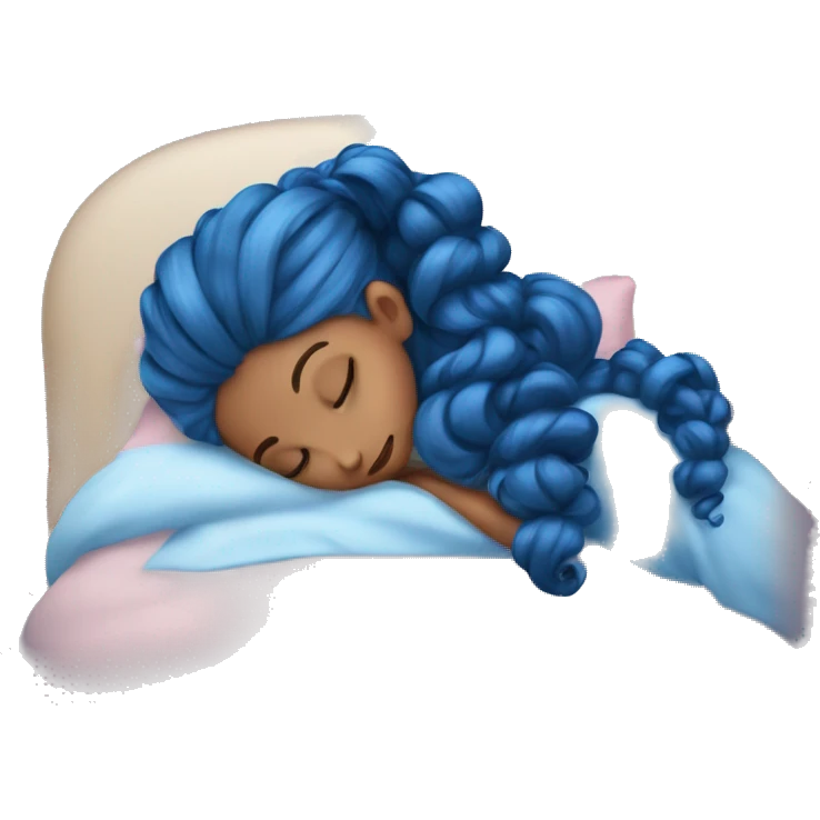 Ariana sleeping with blue curly ponytail emoji