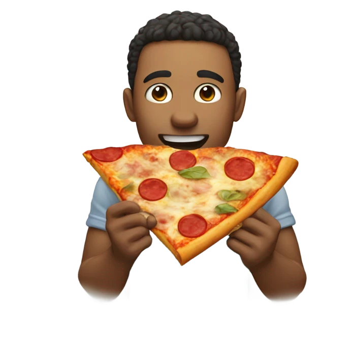 Jim eating a pizza emoji