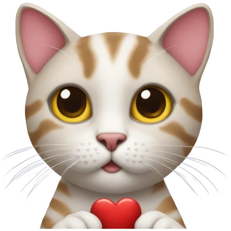 Cat holding heart emoji