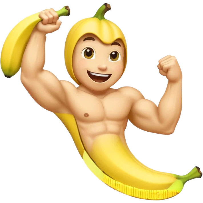happy banana flexing biceps emoji