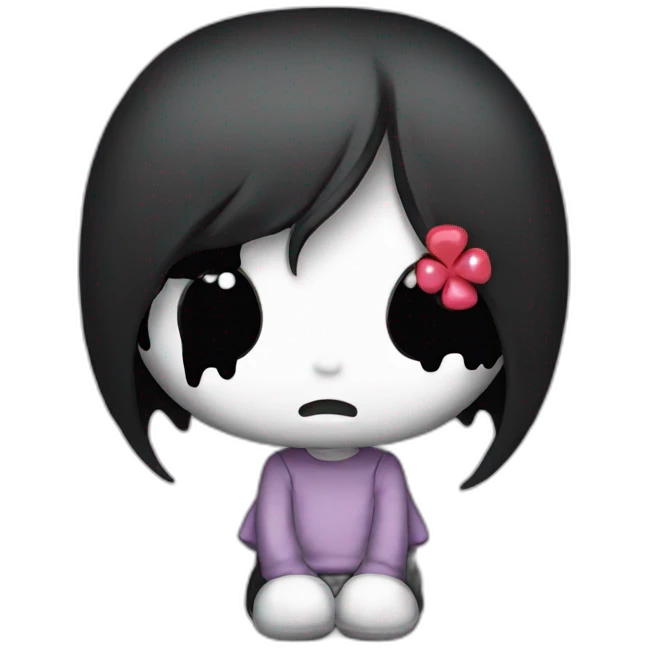 Emo hello kitty crying with black tears  emoji