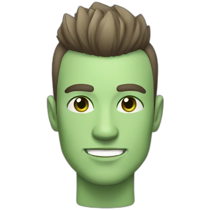 handsome man with mohawk haircut, white skin green eyes emoji