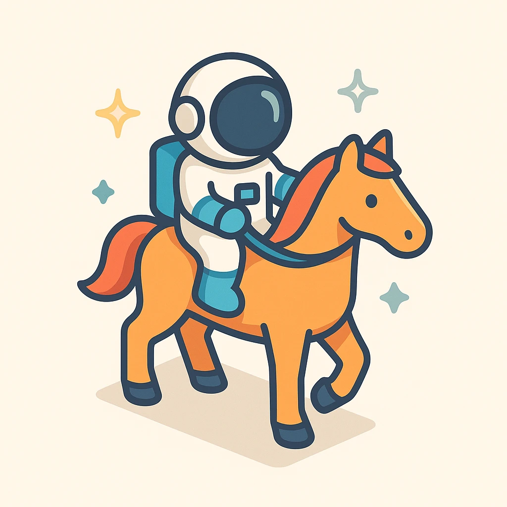 astronaut on horseback with stars in background emoji