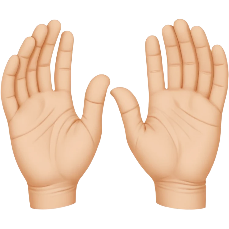 Fais-moi demain coller les unes à côté des autres. La première main gauche le pouce, l’index, majeur sont levé alors que l’annulaire et auriculaire sont repliés. Reproduit la même chose pour la main droite. emoji