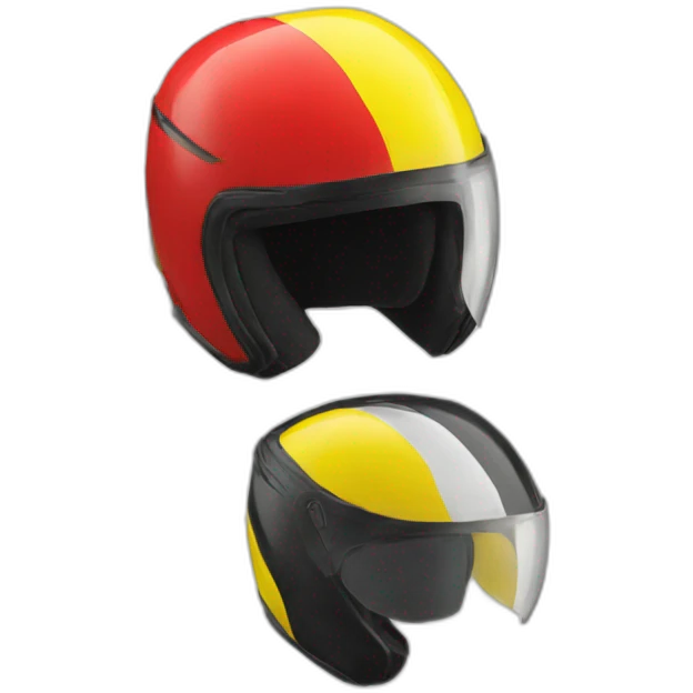 driver helmet red yellow black emoji