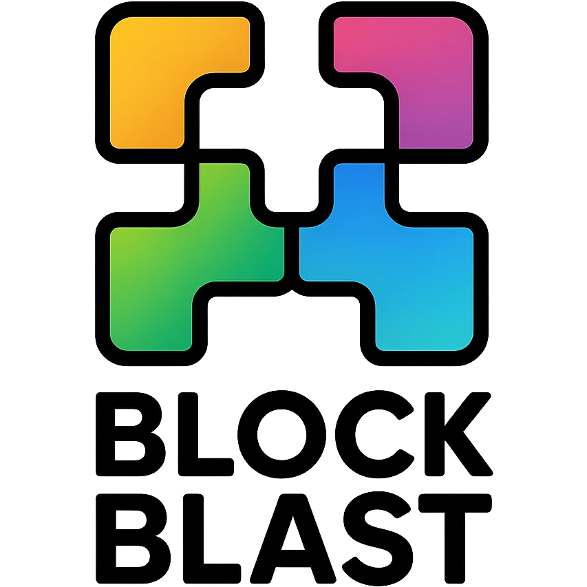 modern emblem for Block Blast, interlocking blocks, sense of energy, gradient colors emoji
