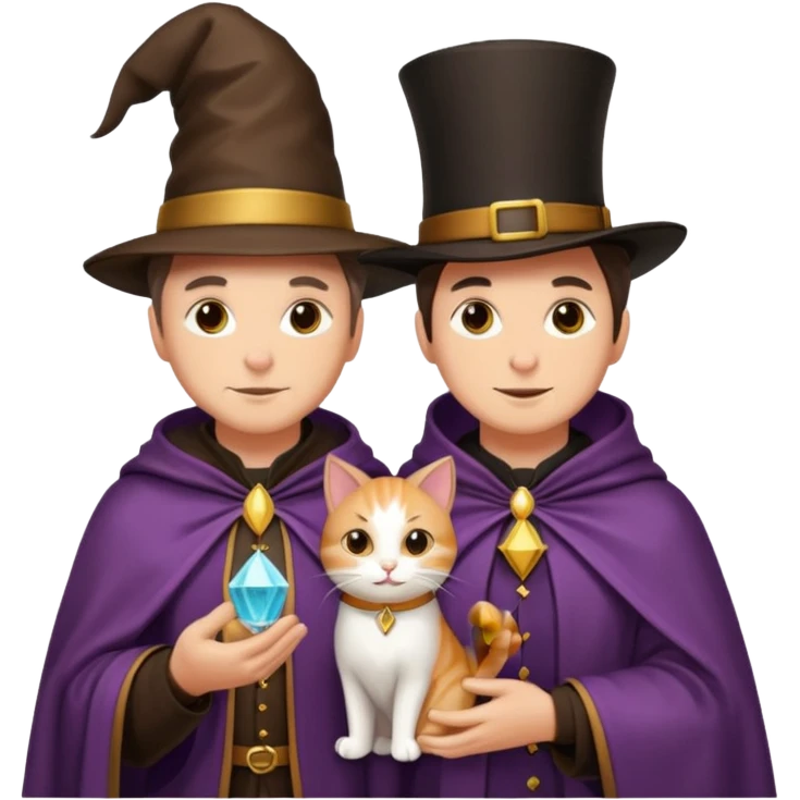 magician couple and their pet cat emoji