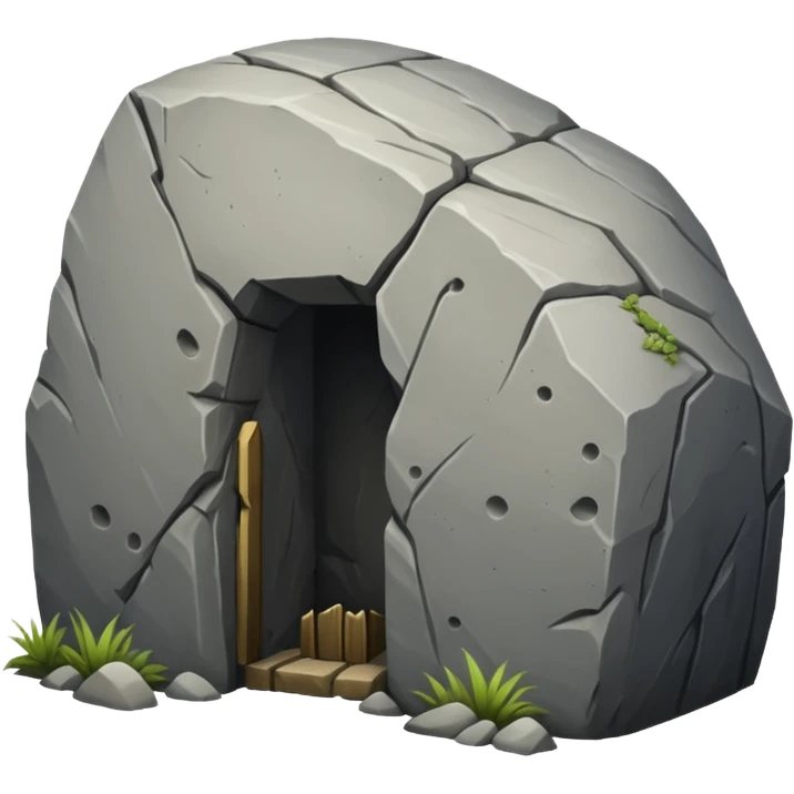 A boulder sealing the entrance to a tomb emoji