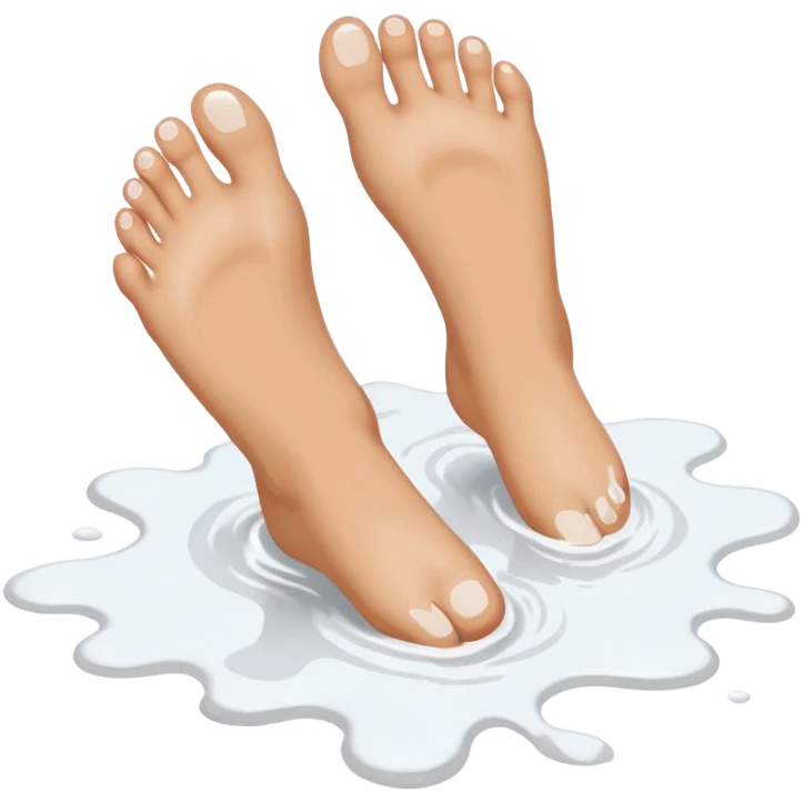 Barefeet balancing in white paint puddle emoji