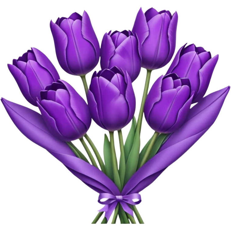 purple tulip bouquet with purple translucent paper wrap emoji