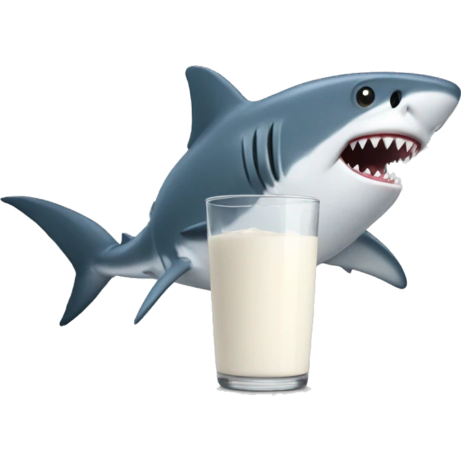 shark drinking a bottle of milk emoji