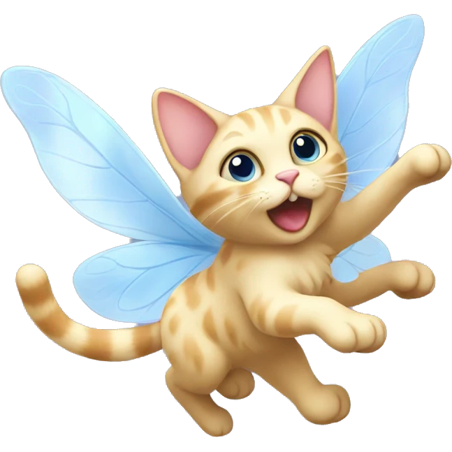 Fairy cat mid flight emoji