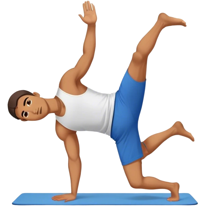 man with blue shorts Plank To Updog yoga emoji
