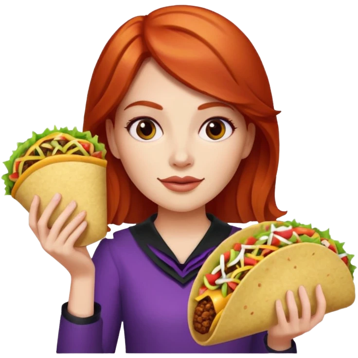 A red head girl with Taco Bell  emoji