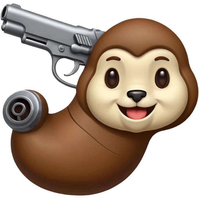 Une moto avec une tête de caca qui sourie avec un pistoler emoji