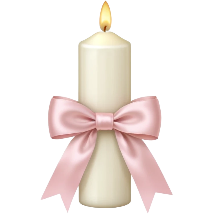 make a white candle with a light pink ribbon bow emoji