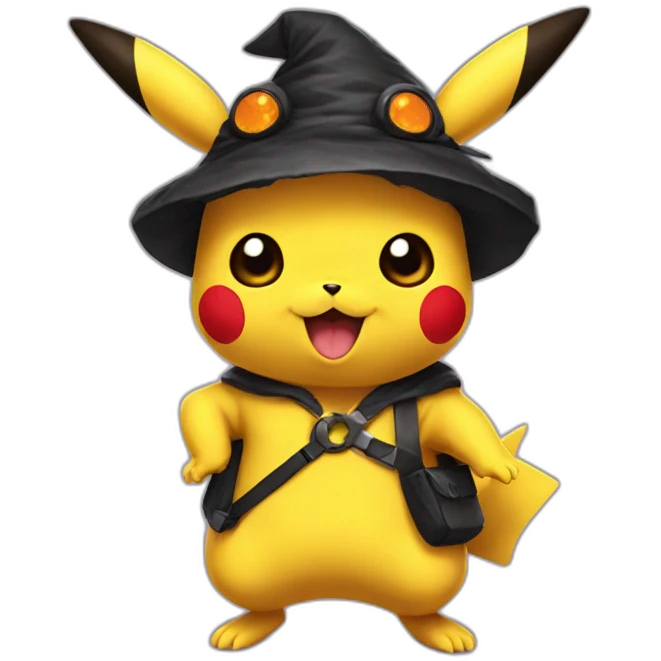 Pikachu with Halloween costume emoji